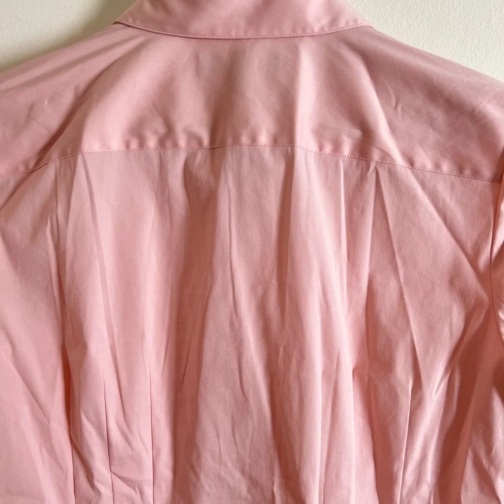 Lafayette 148 Designer Women Button Up Shirt sz 6 Peach Pleated Business Casual - Picture 15 of 16